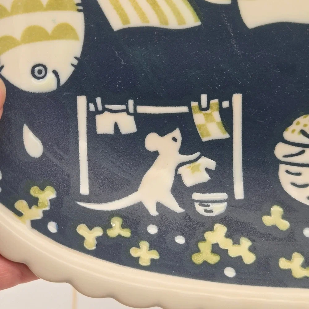 Miya Ceramic Oval Bowl Cat Mouse Doing Laundry Decorative Cute K Factory Japan